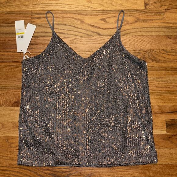 Calvin Klein Women's Sequin Strappy Camisole Silver Size Medium MSRP $64 NEW NWT - Picture 6 of 8